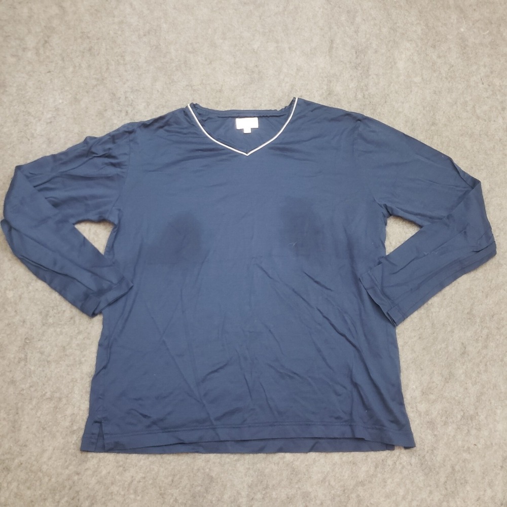 Derek Rose Pajama Shirt Mens Medium Blue Sleepwear Top Long Sleeve PJs‎ Adult